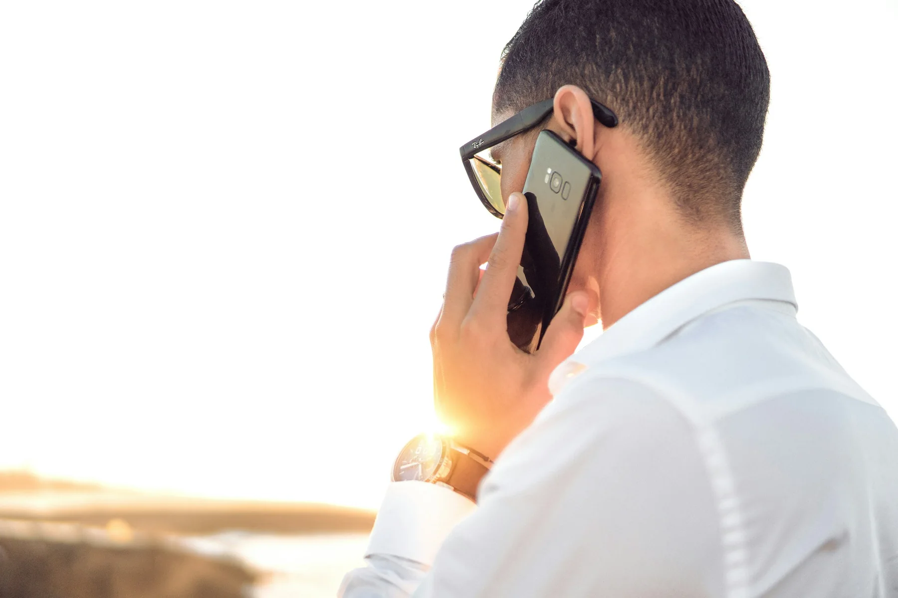 Professional taking a phone call after hours